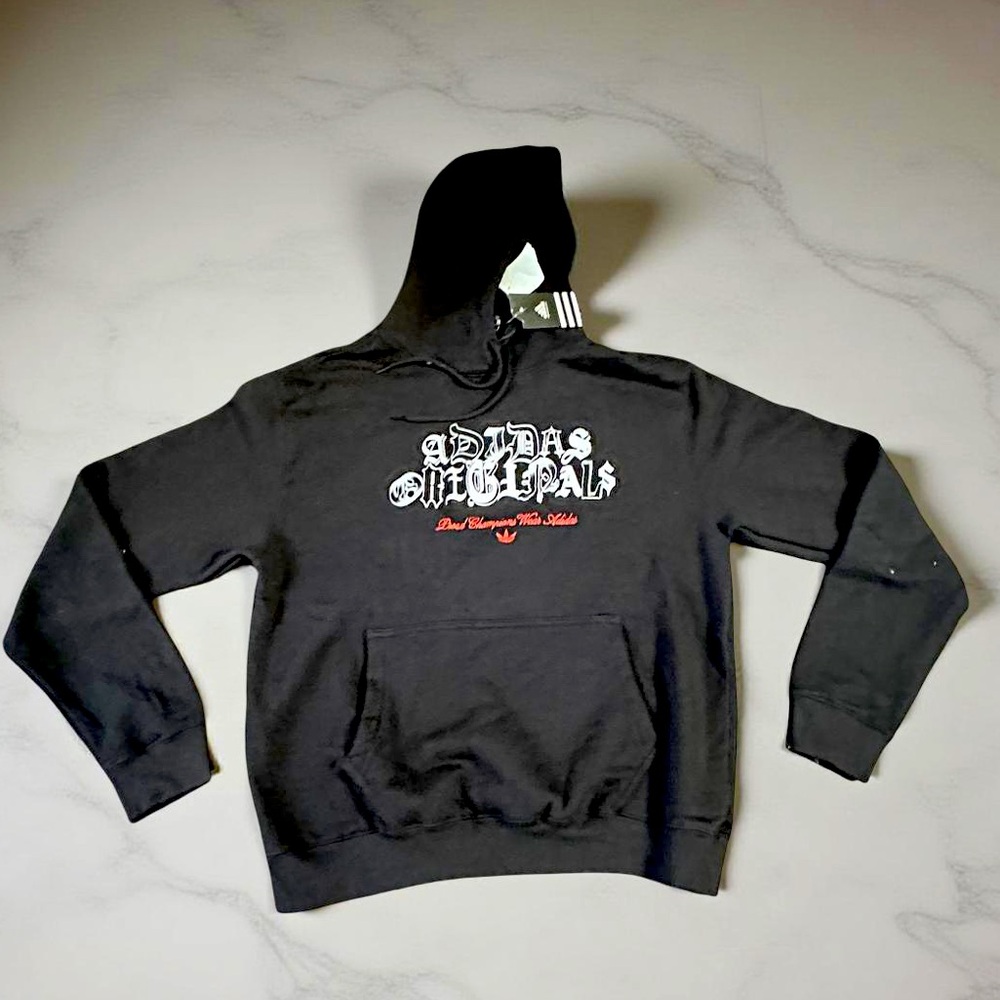 Adidas Black Graphic Hoodie for Men